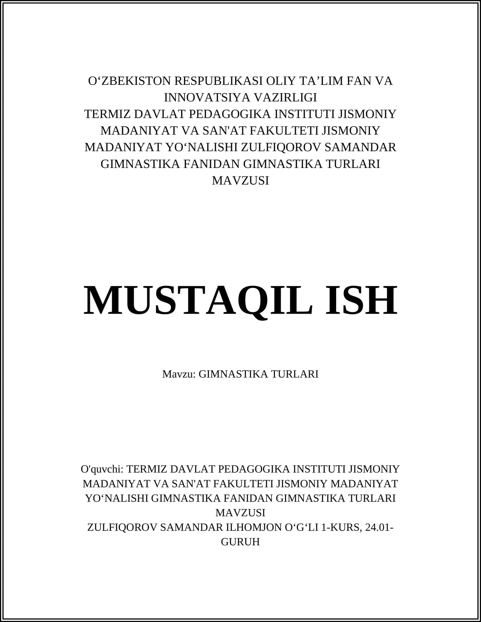 GIMNASTIKA TURLARI 1