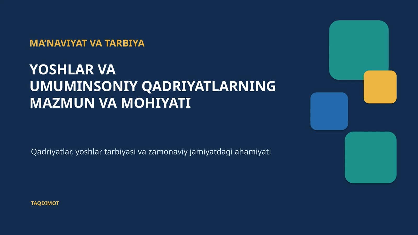 MA’NAVIYAT VA TARBIYA 1