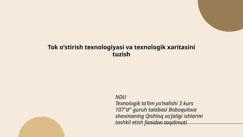 Qishloq xoʻjaligi ishlarini tashkil etish fanidan taqdimoti 1