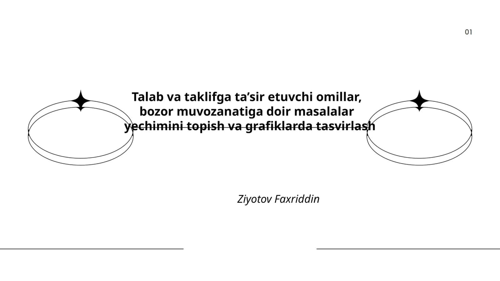 Talab va taklifga ta’sir etuvchi omillar, bozor muvozanatiga doir masalalar yechimini topish va grafiklarda tasvirlash 1