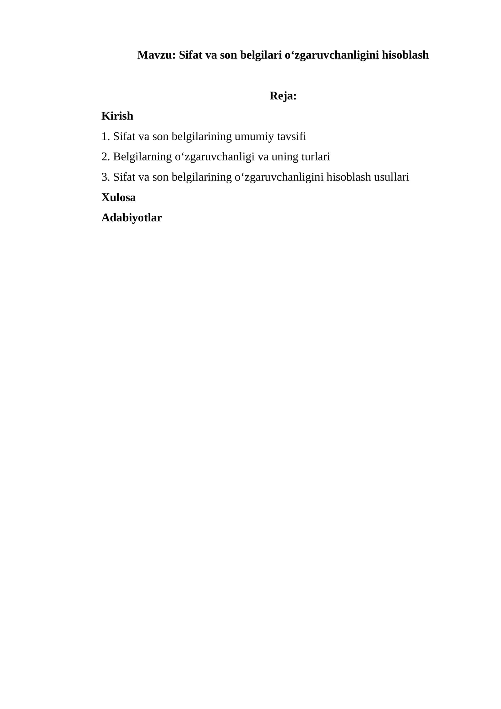 Sifat va son belgilari o‘zgaruvchanligini hisoblash 1