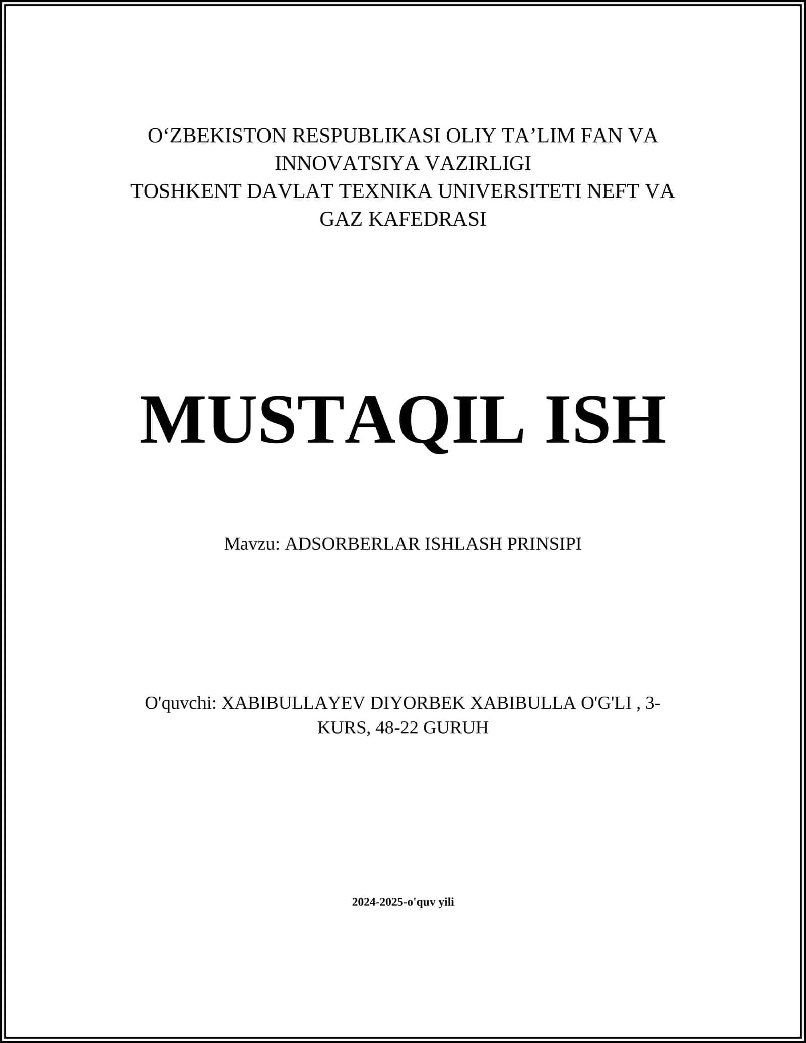 ADSORBERLAR ISHLASH PRINSIPI 1