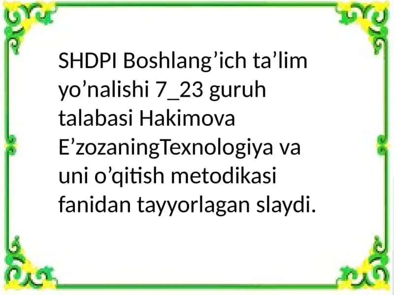Tabiiy materiallar bilan ishlash darslari 1