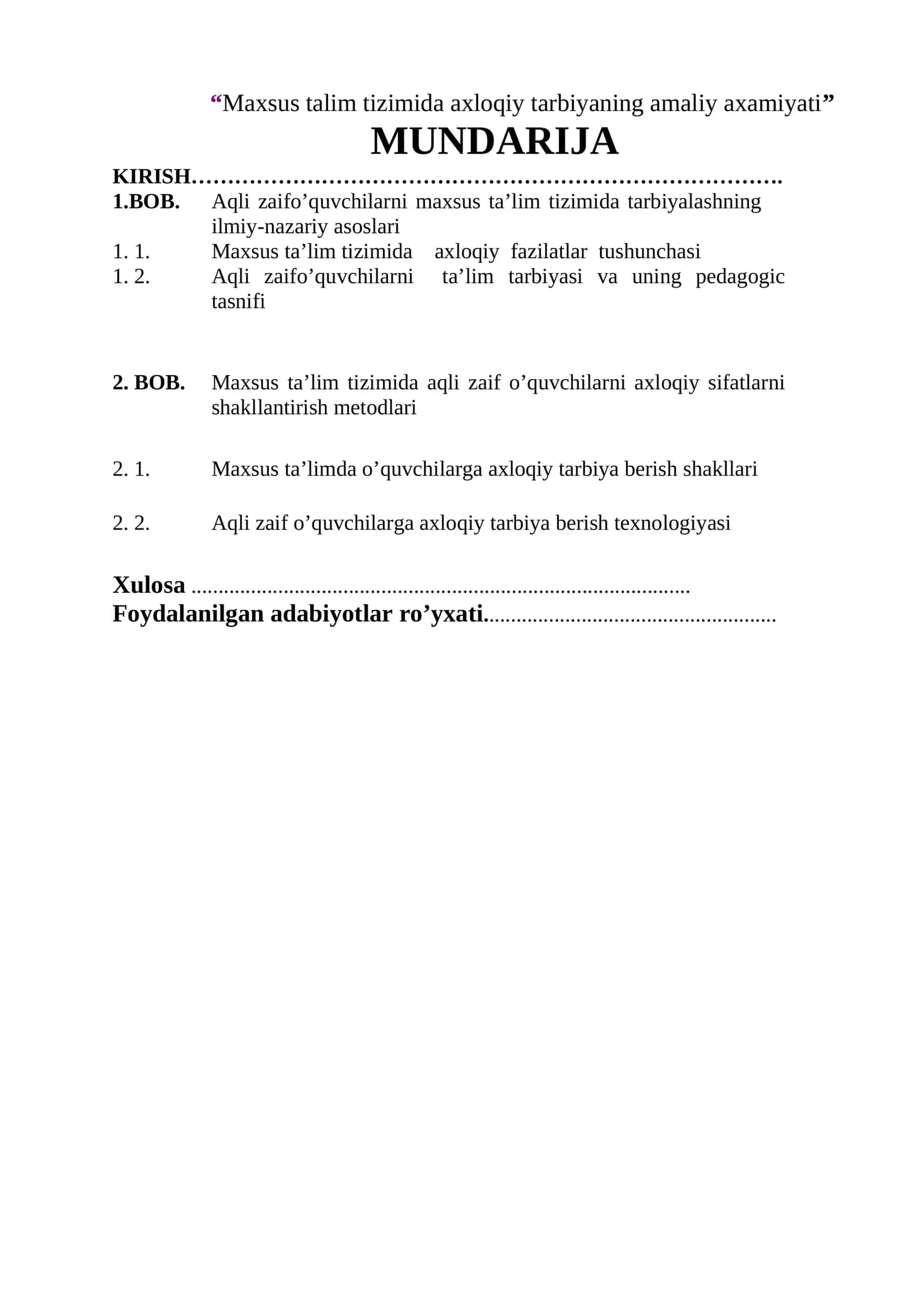 Maxsus talim tizimida axloqiy tarbiyaning amaliy axamiyati 1