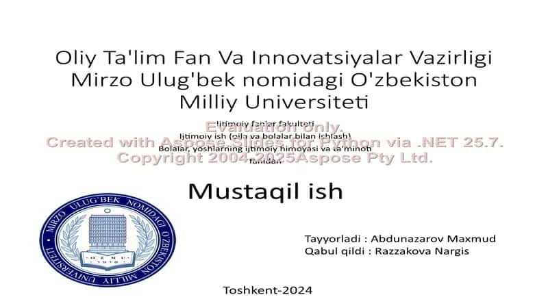 Yosh oilalar va yoshlar uchun ijtimoiy xizmat ko'rsatish muassasalari faoliyatining hususiyatlari 1
