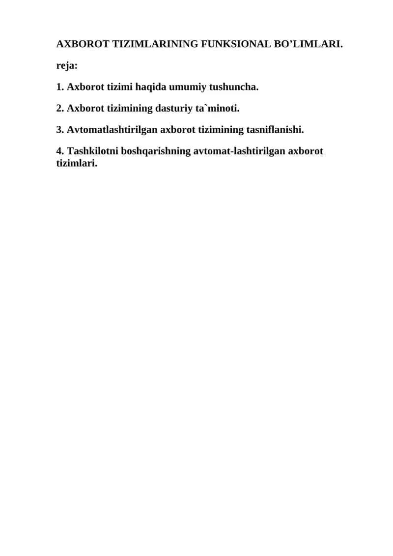 Axborot tizimlari 1