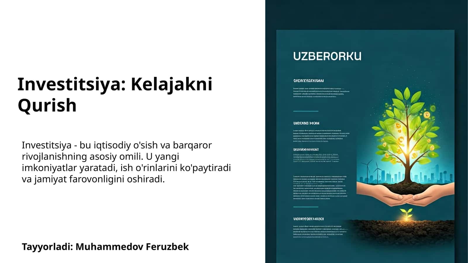 Investitsiya: Kelajakni Qurish 1