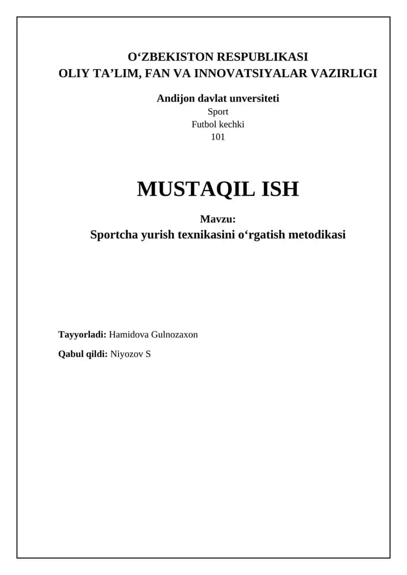 Sportcha yurish texnikasini oʻrgatish metodikasi 1
