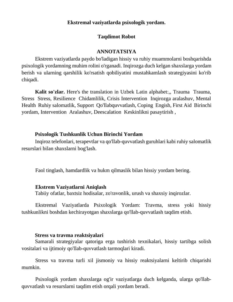 Ekstremal Vaziyatlarda Psixologik Yordam 1