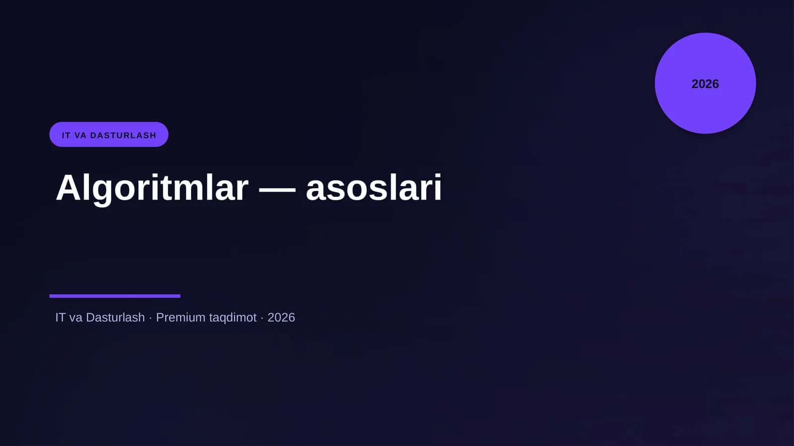 Algoritmlar — asoslari 1