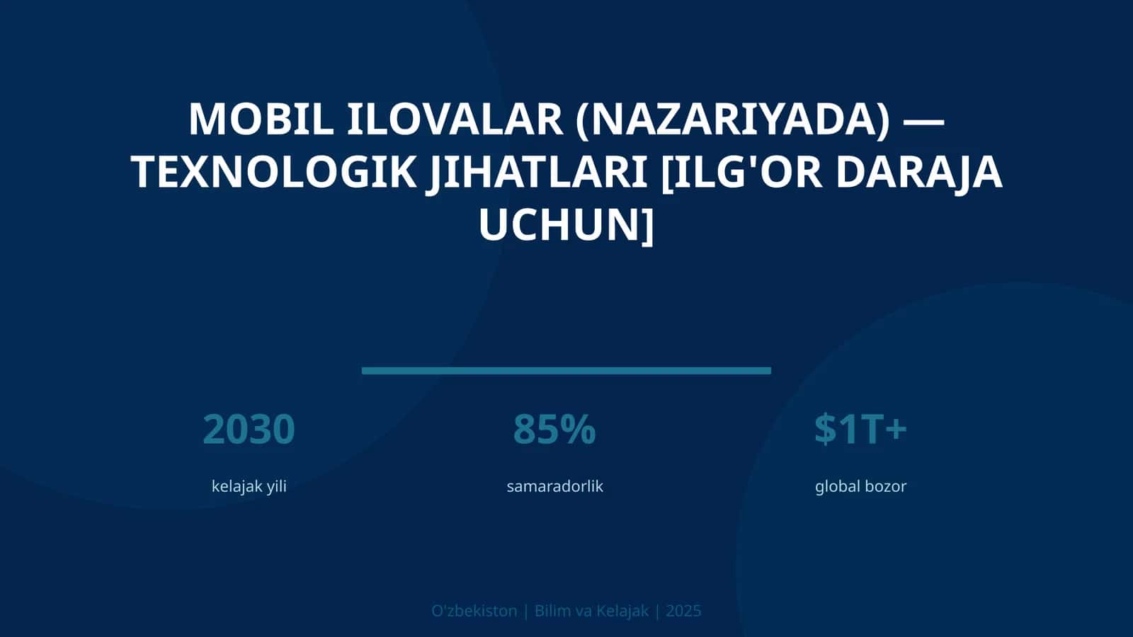 MOBIL ILOVALAR (NAZARIYADA) — TEXNOLOGIK JIHATLARI [ILG'OR DARAJA UCHUN] 1