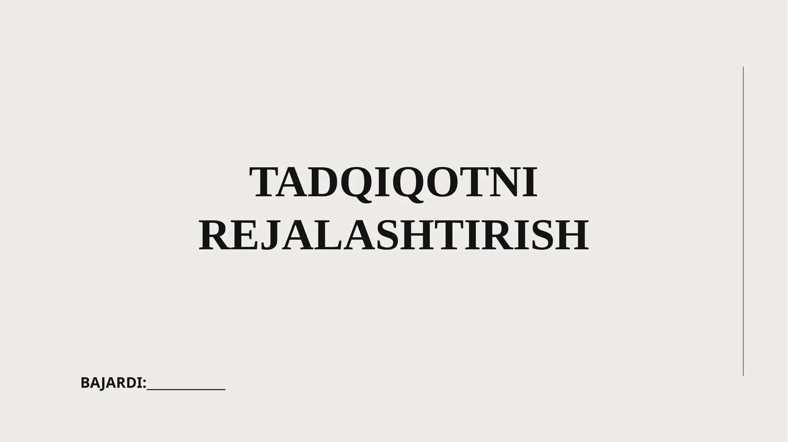 Tadqiqotni Rejalashtirish 1