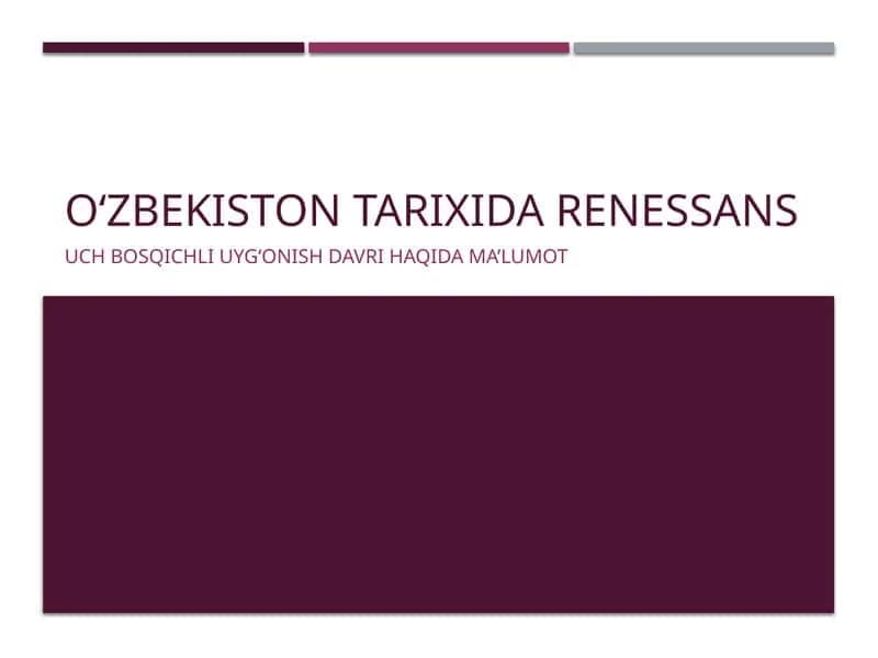 O‘zbekiston tarixida Renessans 1