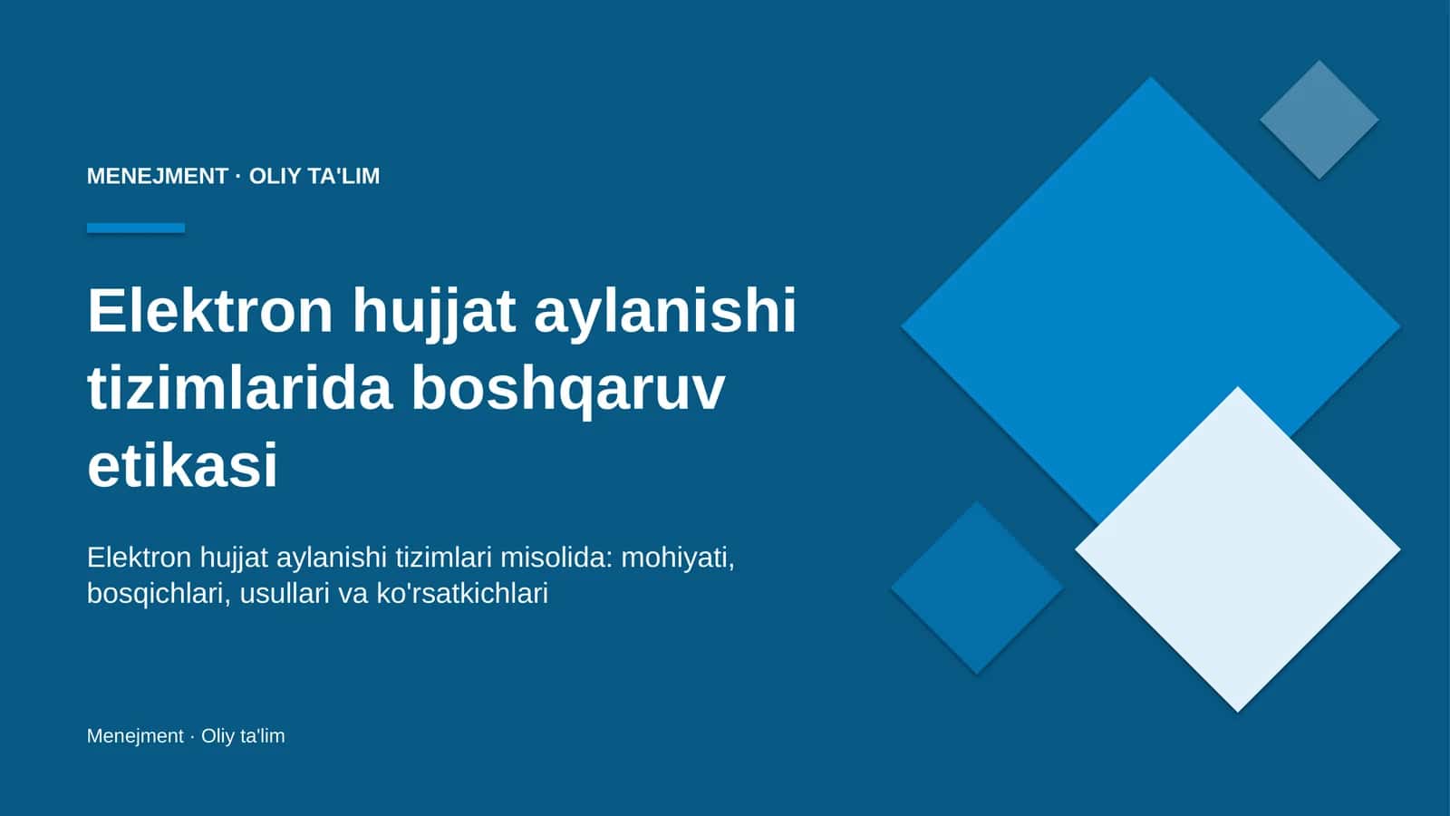 Elektron hujjat aylanishi tizimlarida boshqaruv etikasi 1