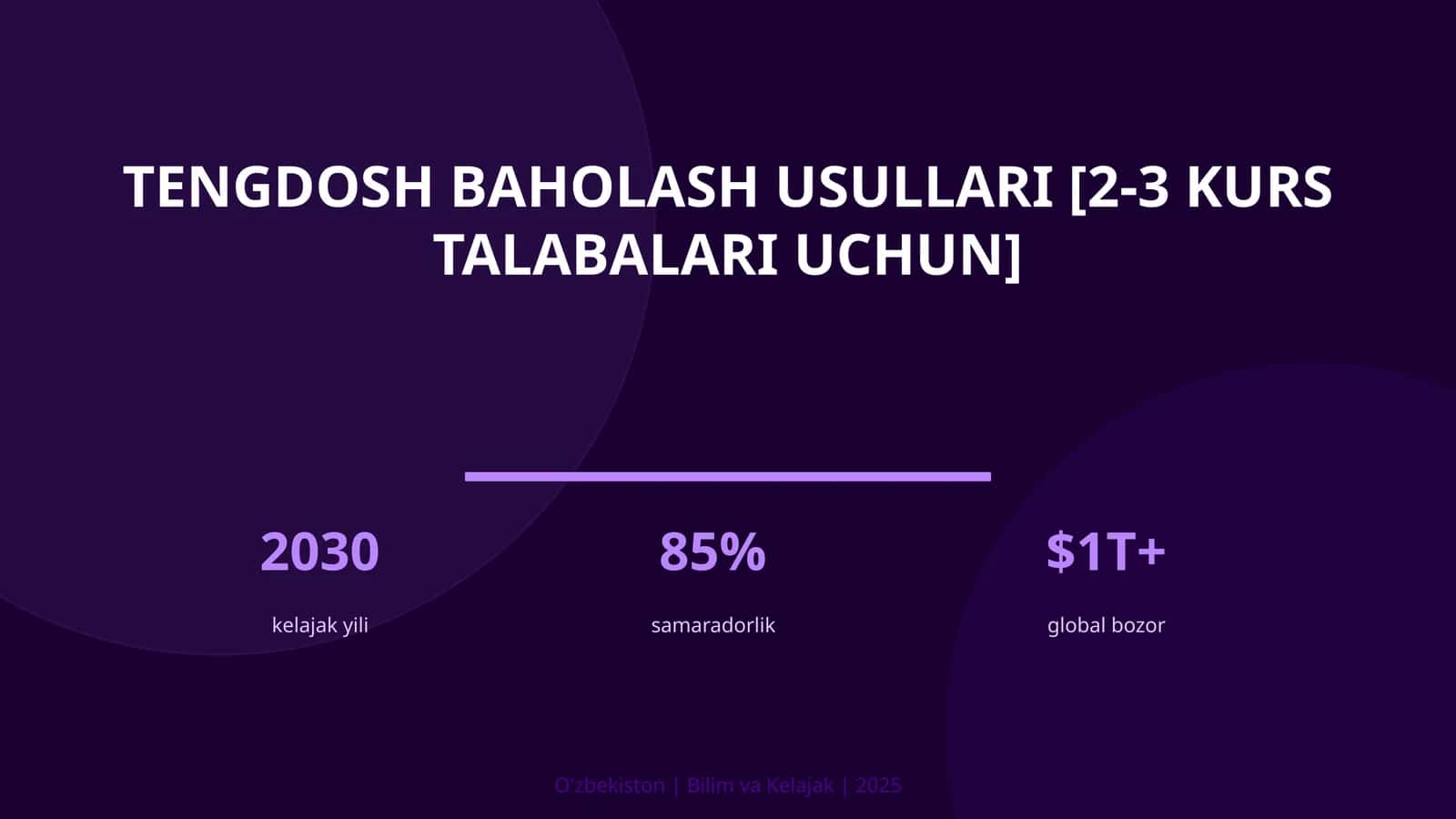 Tengdosh baholash usullari [2-3 kurs talabalari uchun] 1