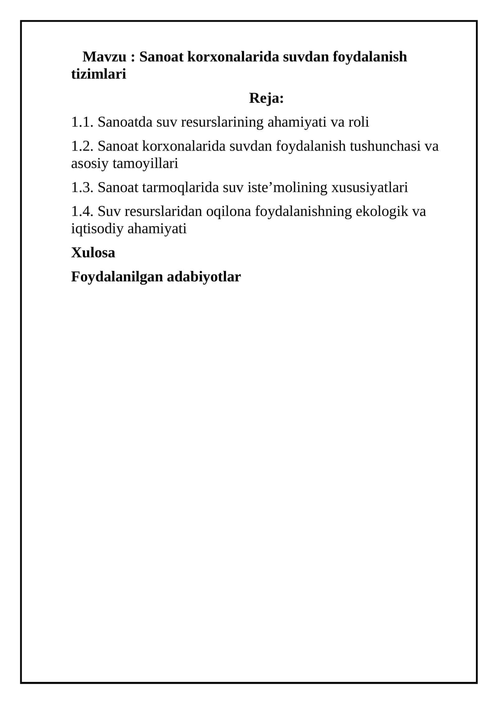 Sanoat korxonalarida suvdan foydalanish tizimlari 1