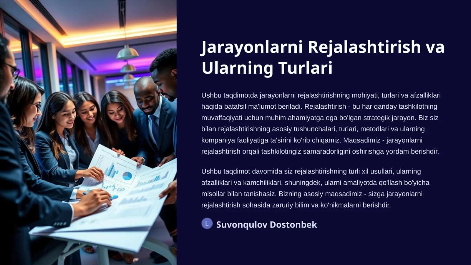 Jarayonlarni Rejalashtirish va Ularning Turlari 1
