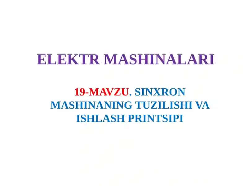 Sinxrоn Mashinalari