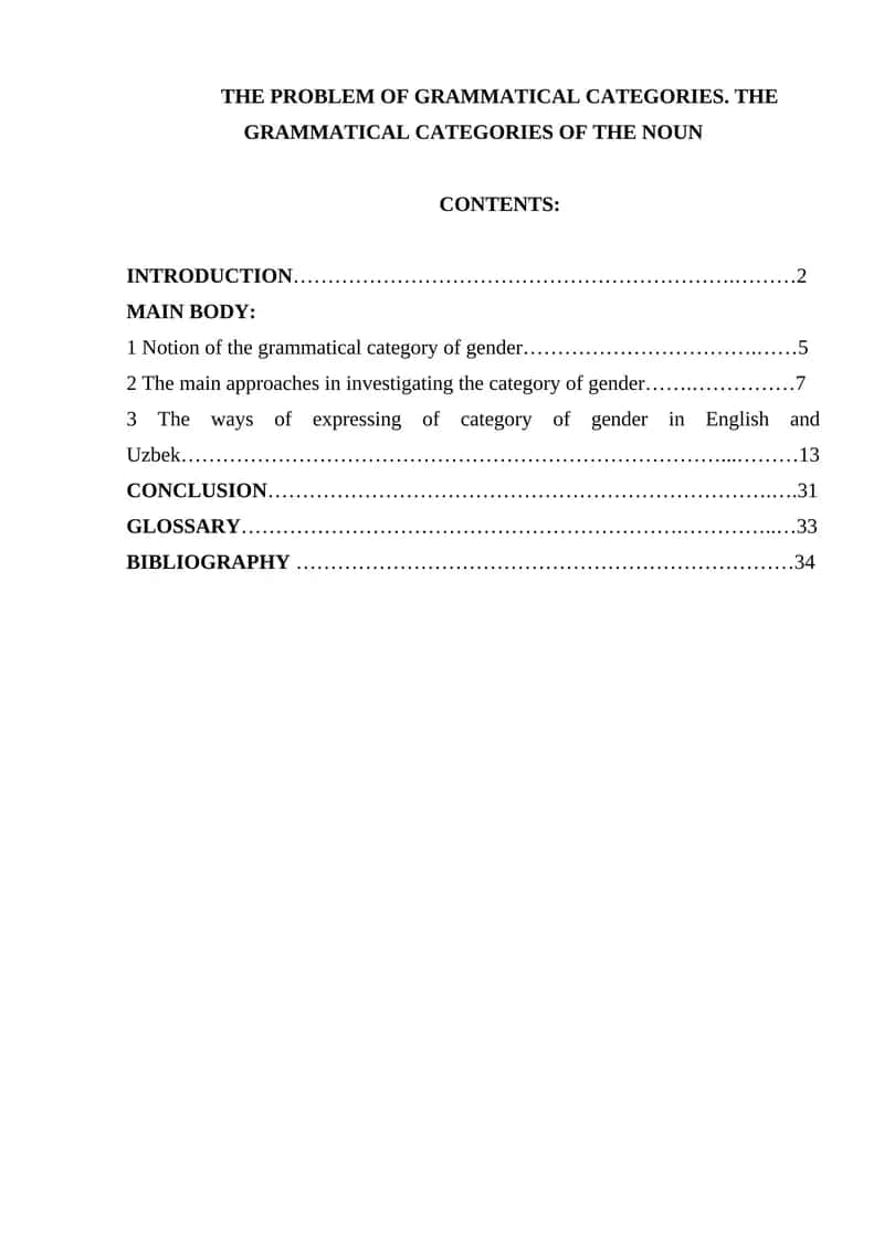 The Problem of Grammatical Categories 1