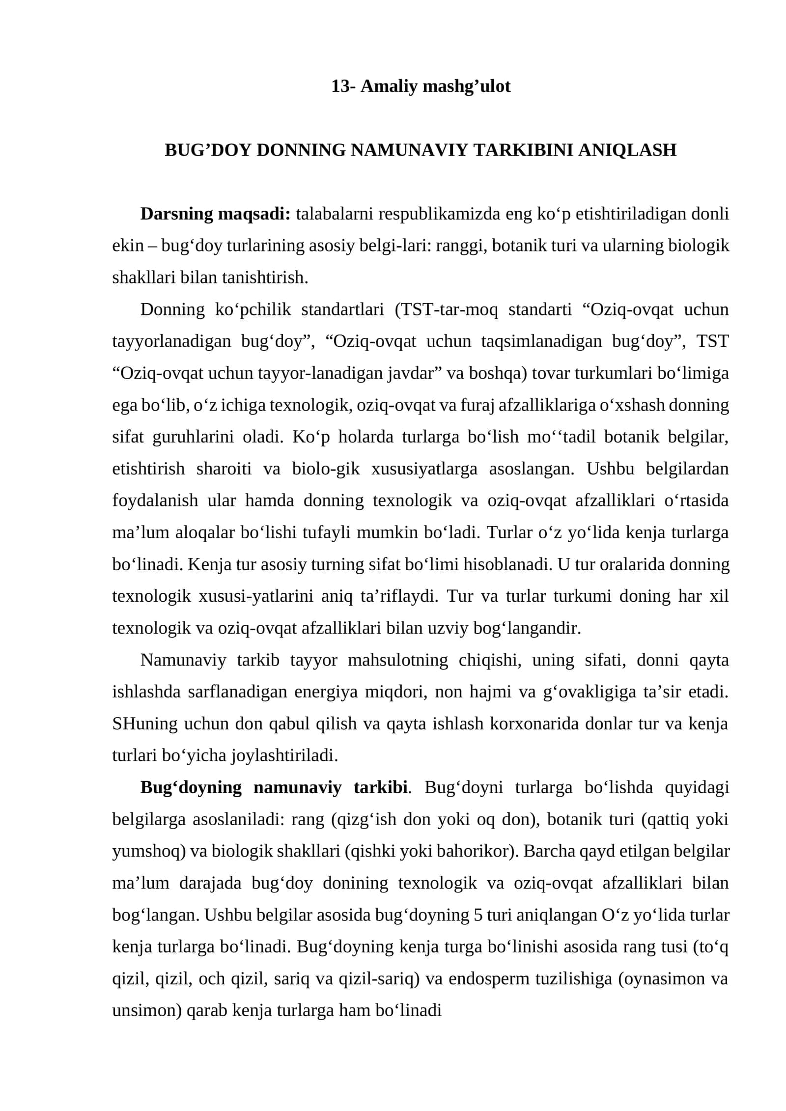 BUG’DOY DONNING NAMUNAVIY TARKIBINI ANIQLASH 1