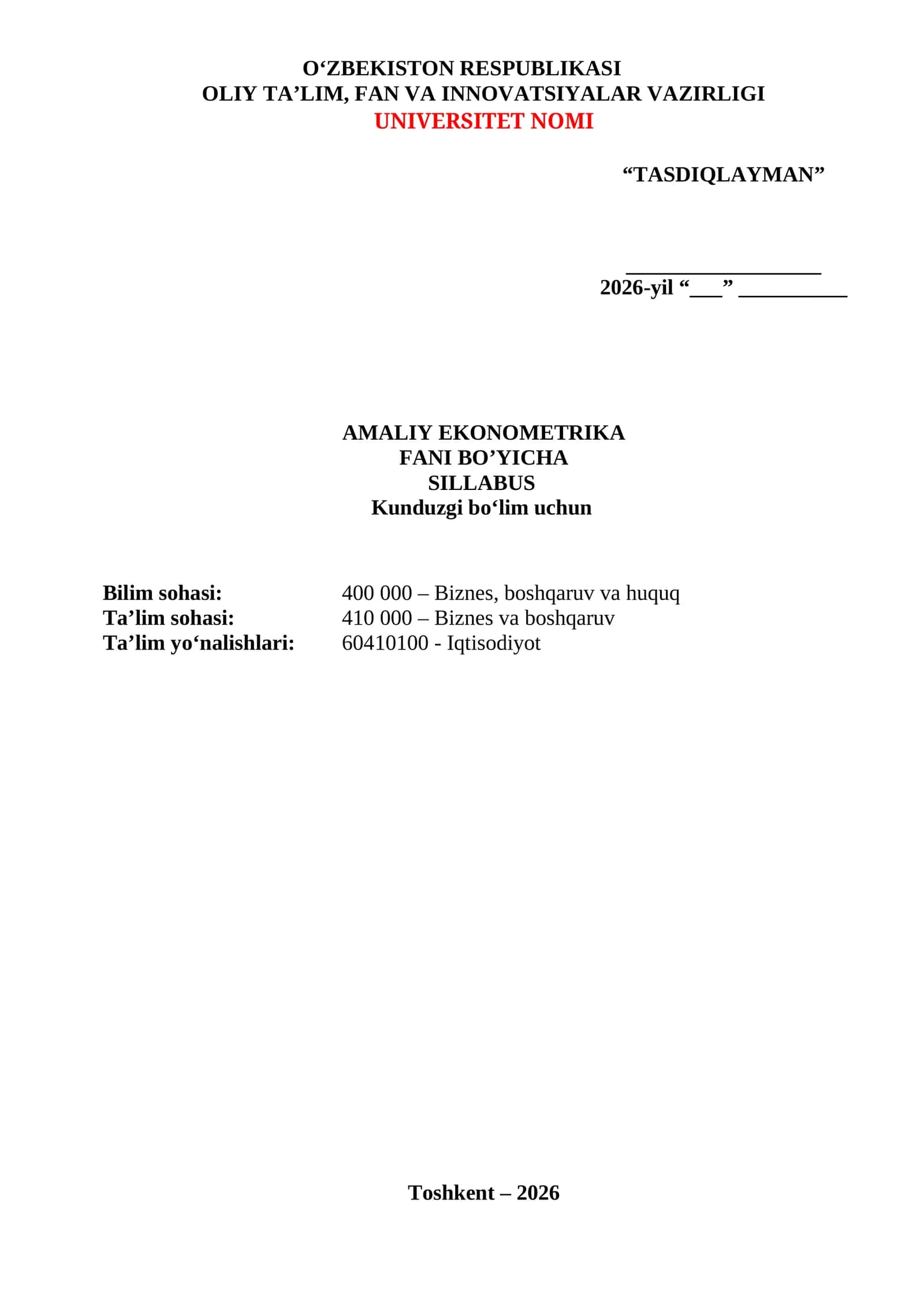 Amaliy ekonometrika 1