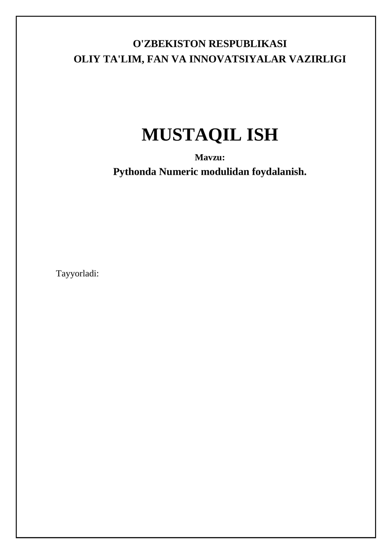 Pythonda Numeric modulidan foydalanish 1