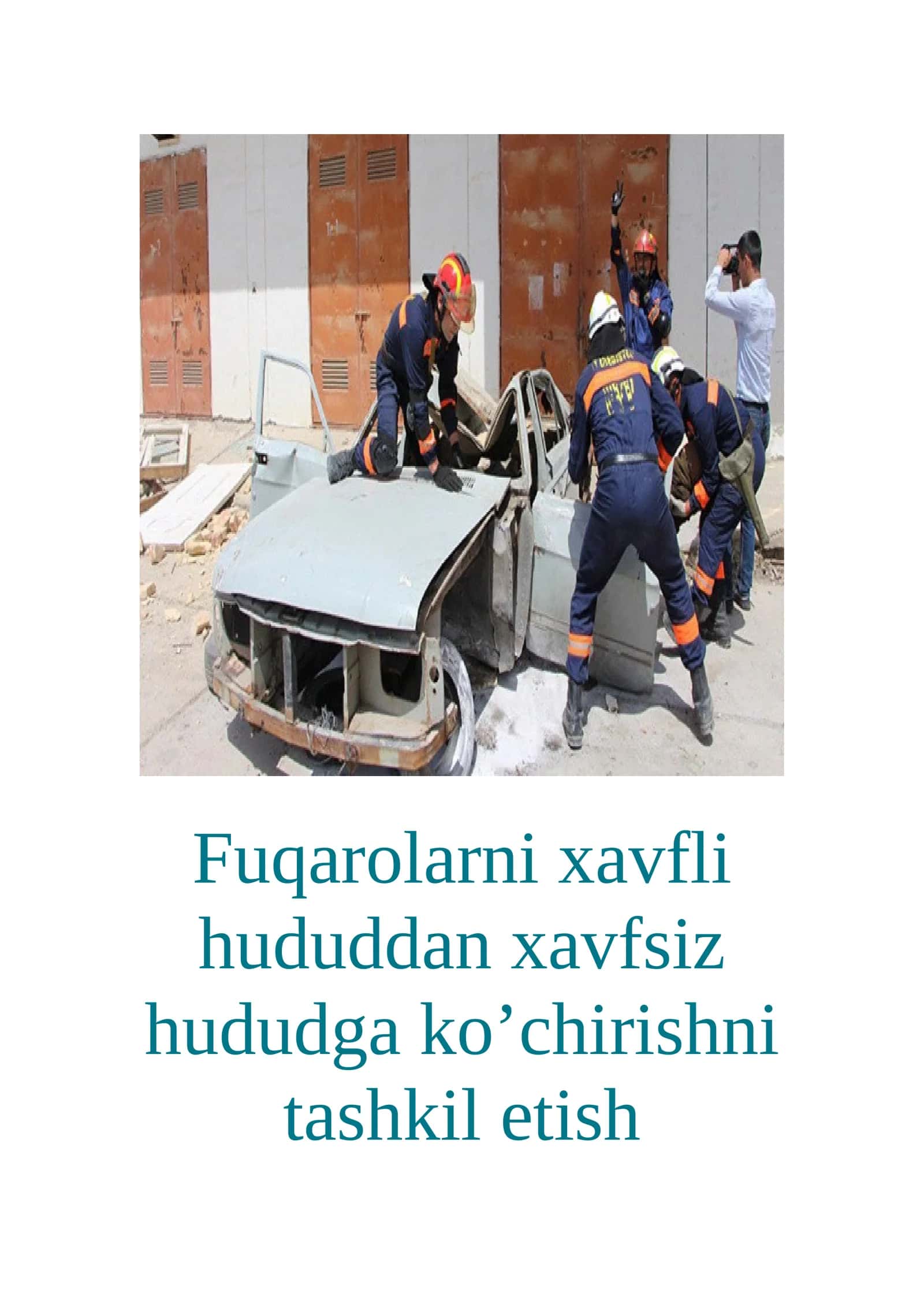 Fuqarolarni xavfli hududdan xavfsiz hududga ko'chirishni tashkil etish 1