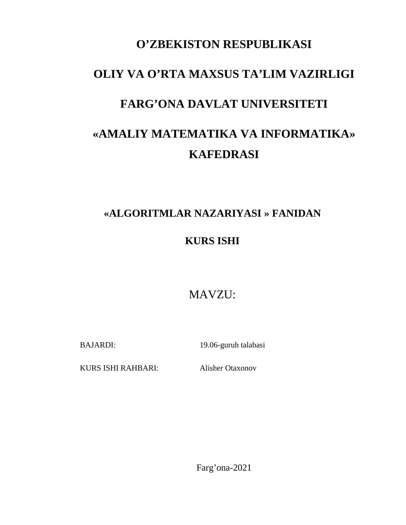 ALGORITMLAR NAZARIYASI 1
