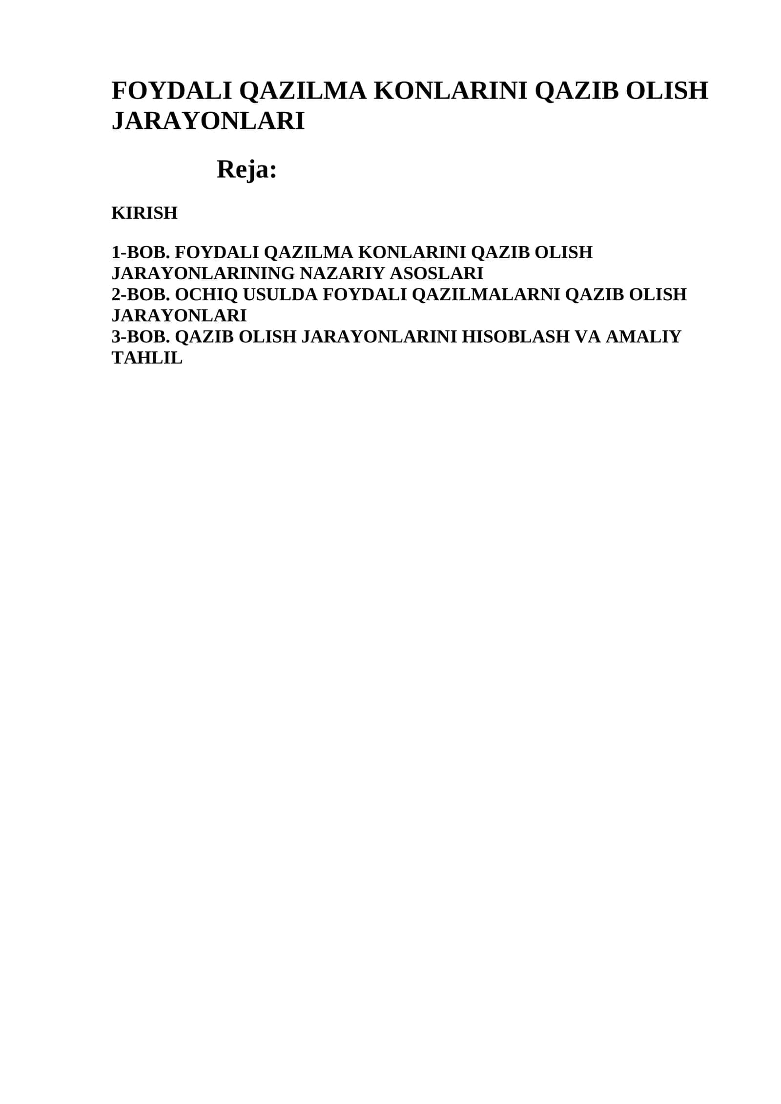 FOYDALI QAZILMA KONLARINI QAZIB OLISH JARAYONLARI 1
