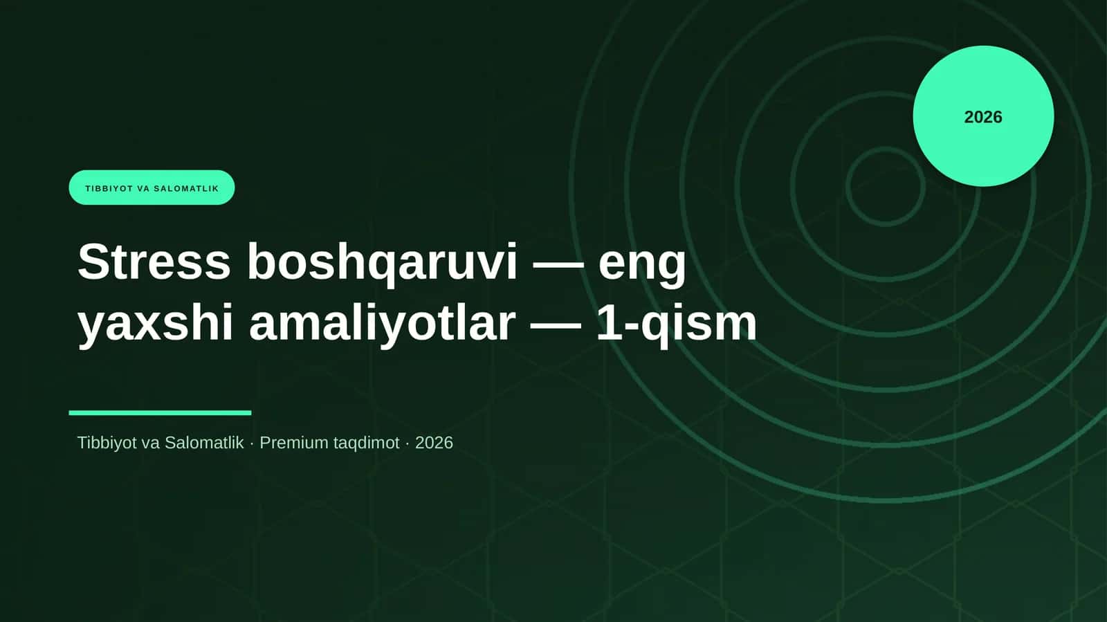 Stress boshqaruvi — eng yaxshi amaliyotlar — 1-qism 1