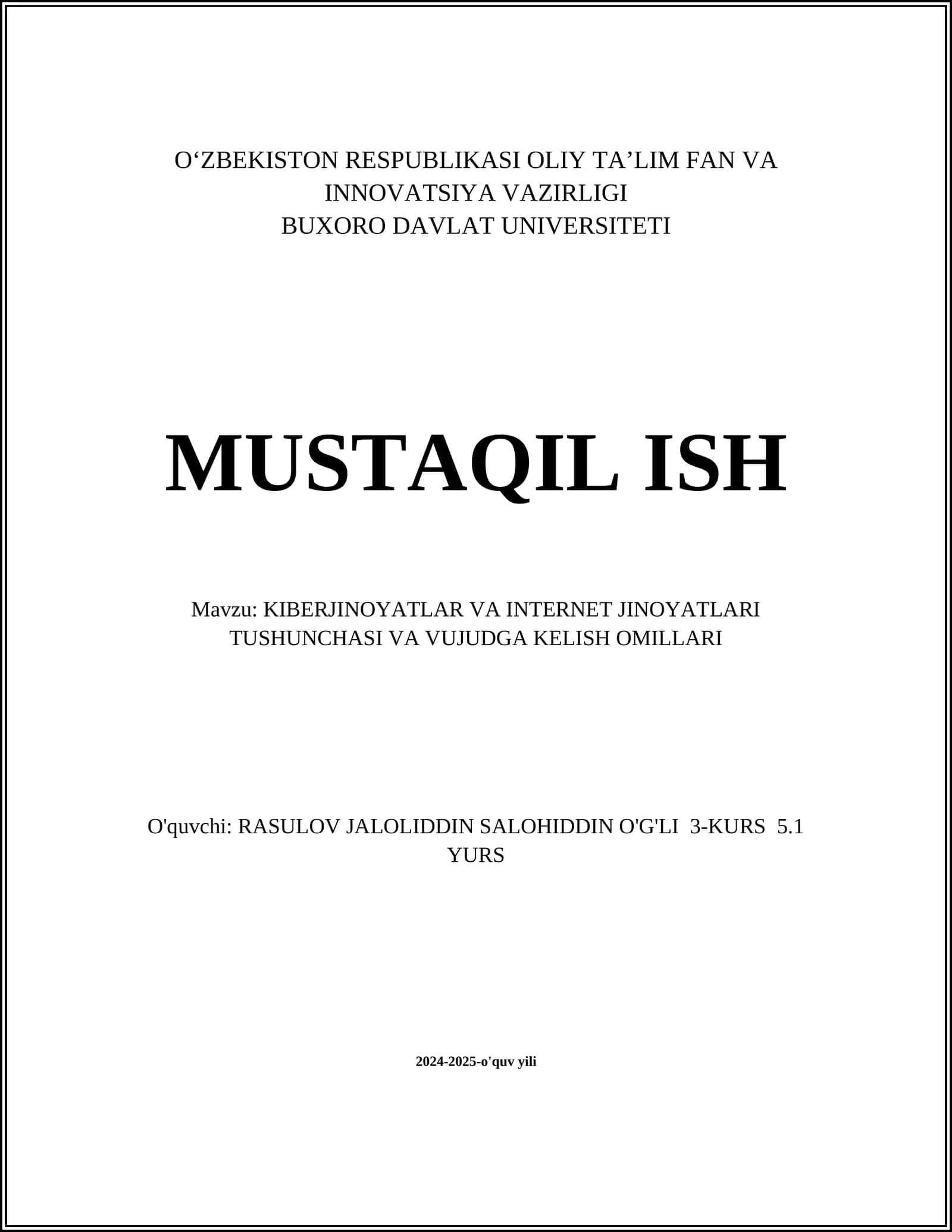 Kiberjinoyatlar va Internet Jinoyatlari Tushunchasi 1