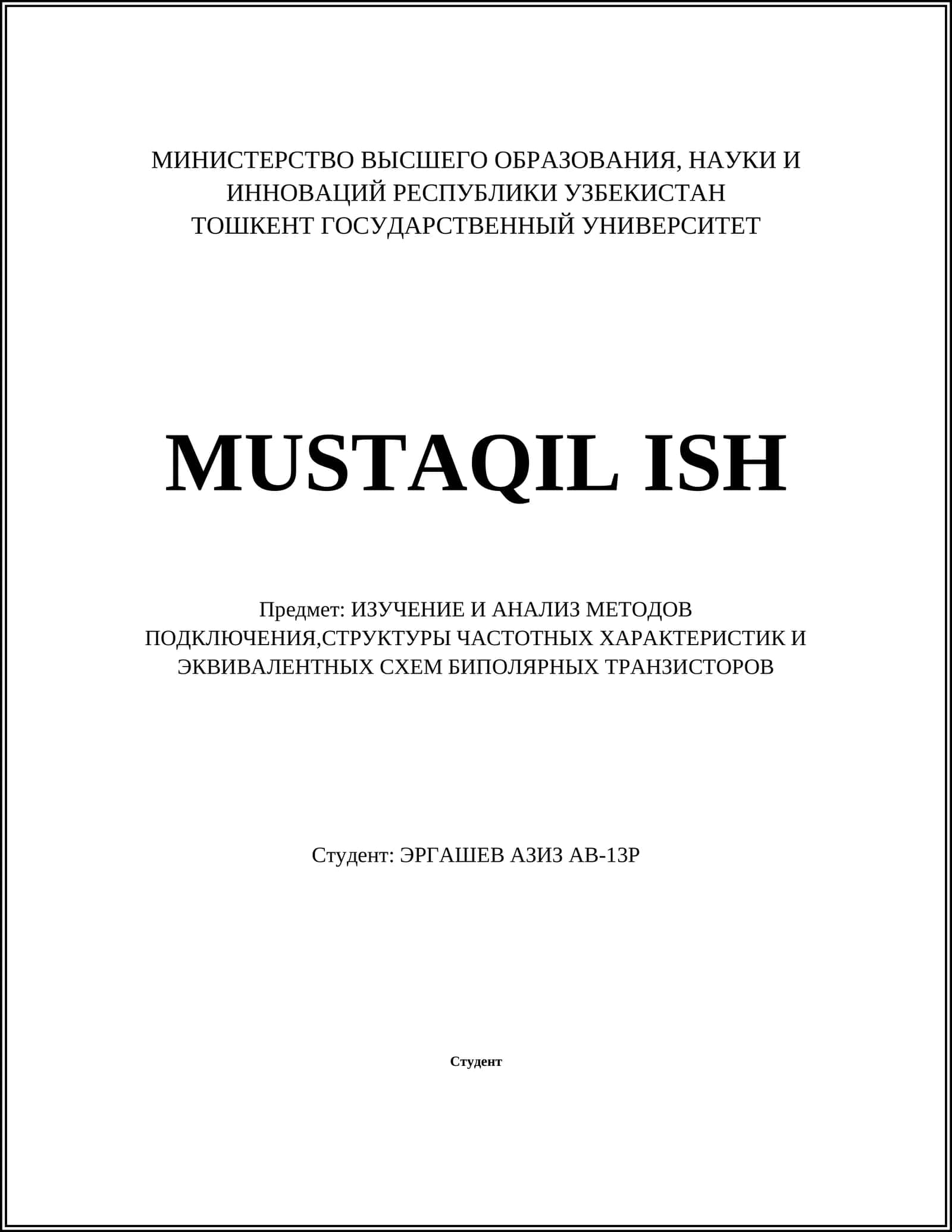 MUSTAQIL ISH 1
