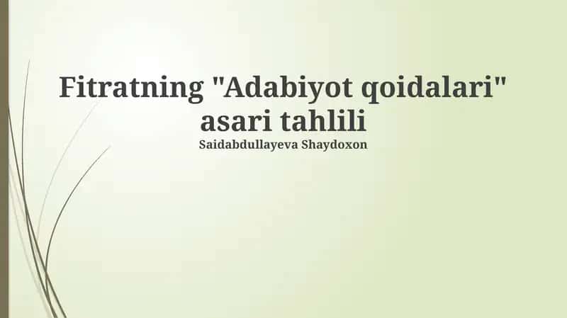 Adabiyot qoidalari 1