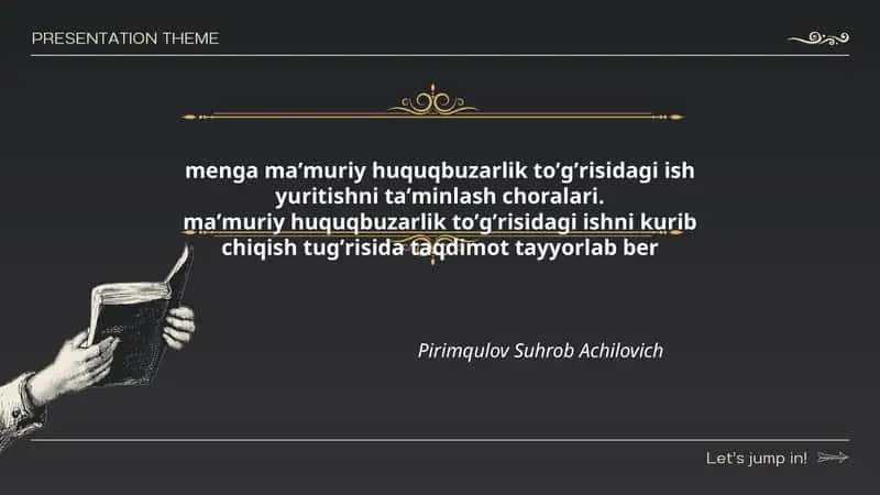 Mavzu: Maʼmuriy huquqbuzarlik toʼgʼrisidagi ish yuritishni taʼminlash choralari 1