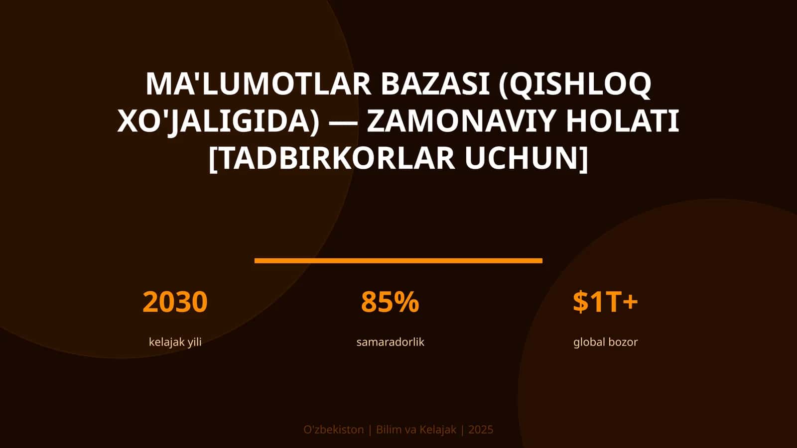 Ma'lumotlar bazasi (qishloq xo'jaligida) — zamonaviy holati [tadbirkorlar uchun] 1