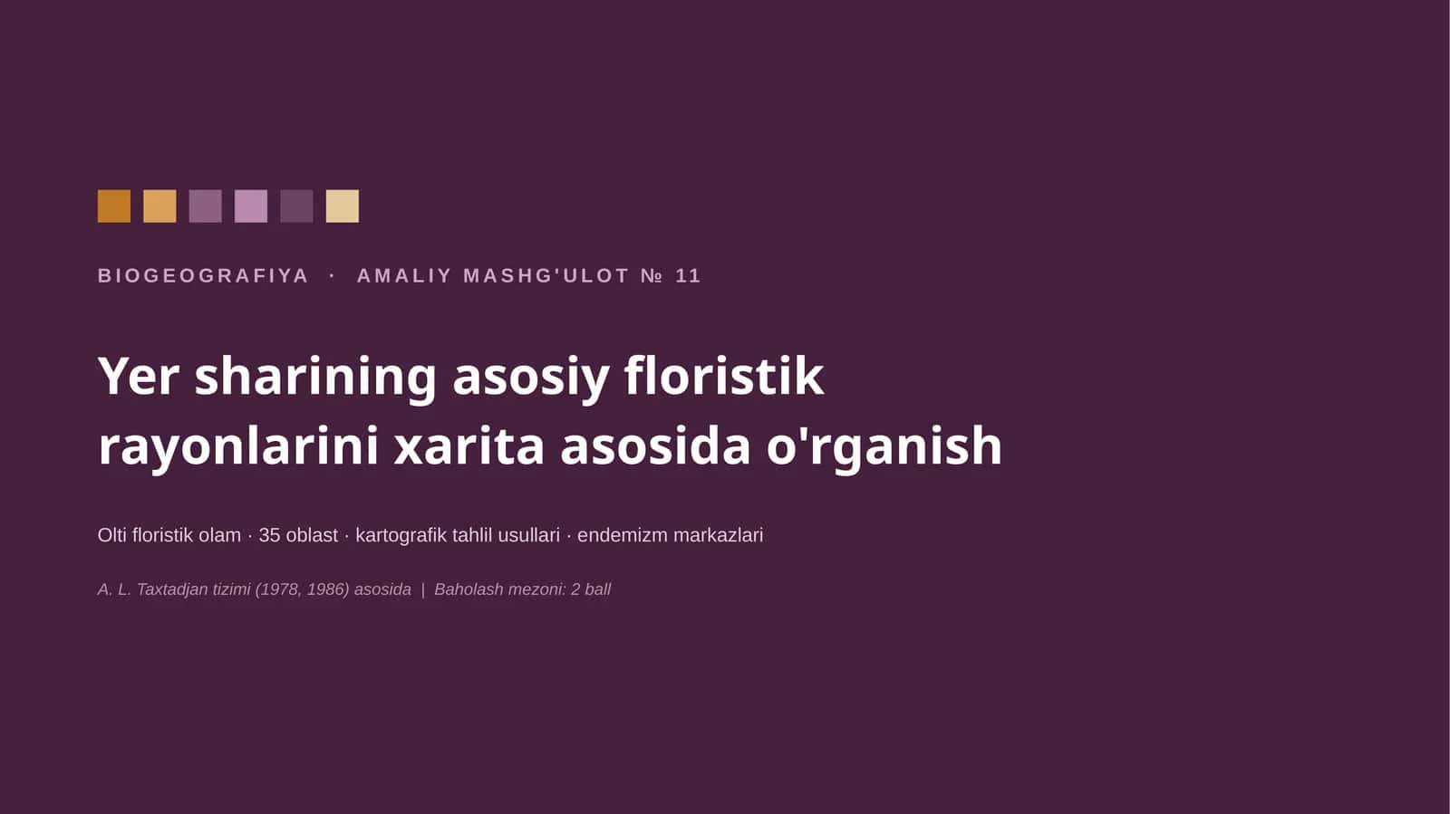 yer sharining asosiy floristik rayonlarini xarita asosida organish 1