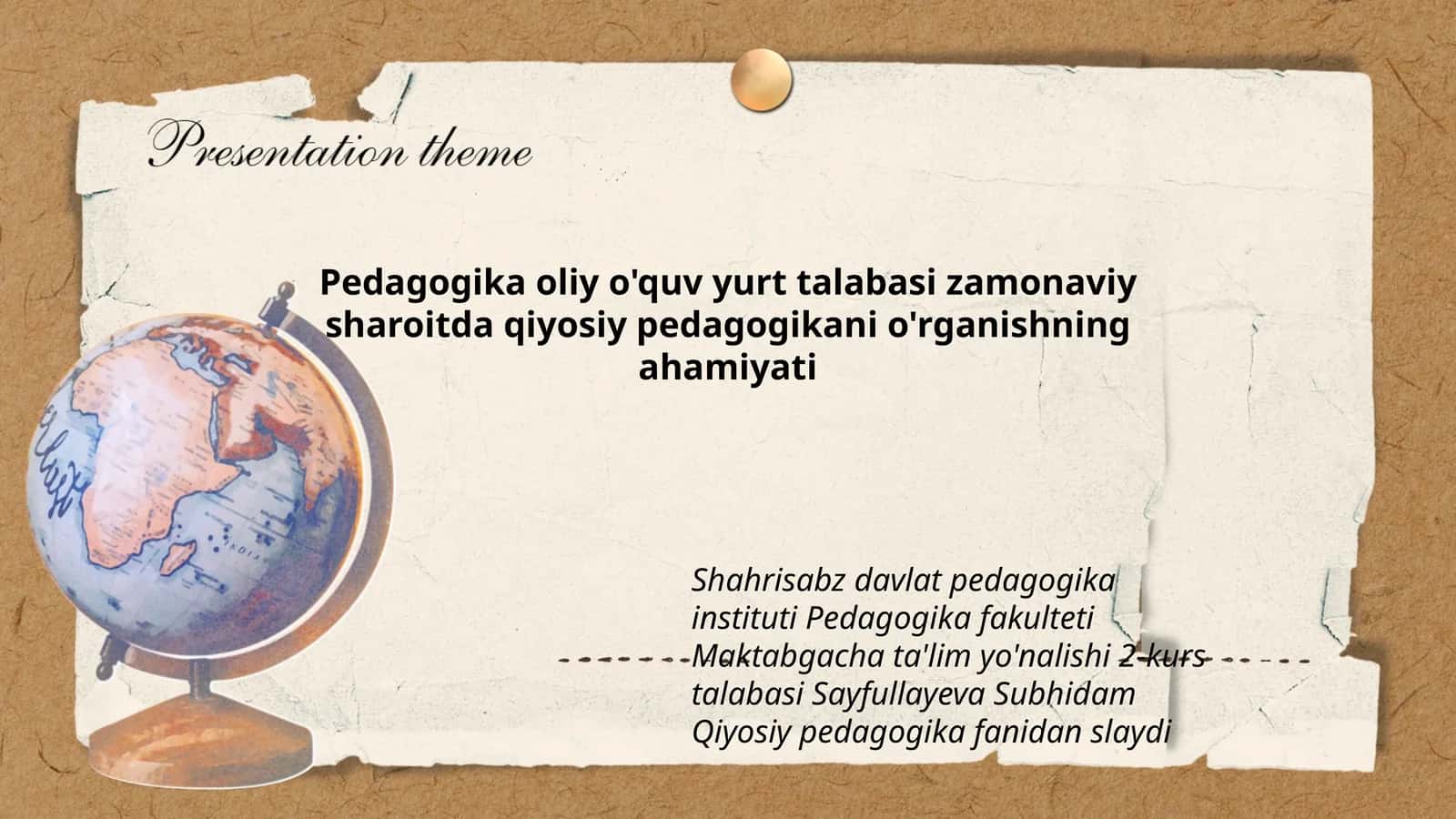 Qiyosiy pedagogika fanidan slayd 1