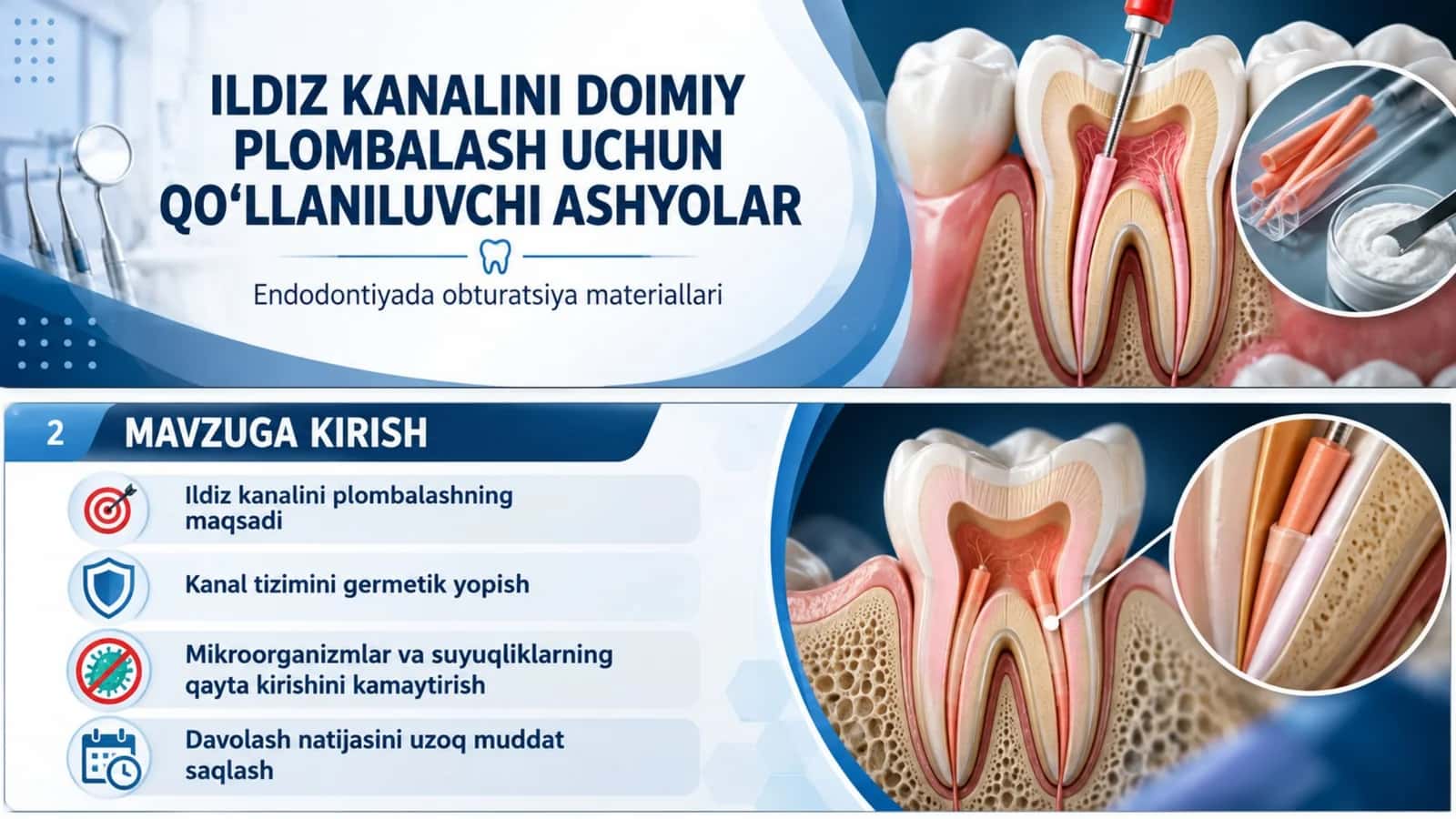Ildiz kanalini doimiy plombalash uchun qo‘llaniluvchi ashyolar Endodontiya.pptx 1
