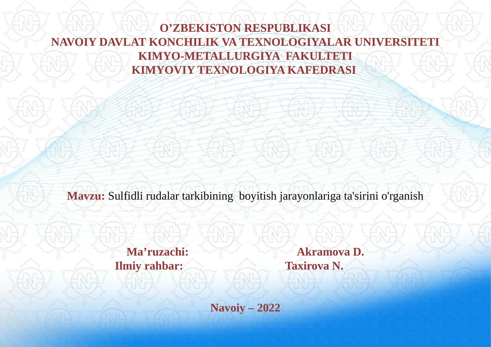 Sulfidlirudalar tarkibining boyitish jarayonlariga ta'sirini o'rganish 1