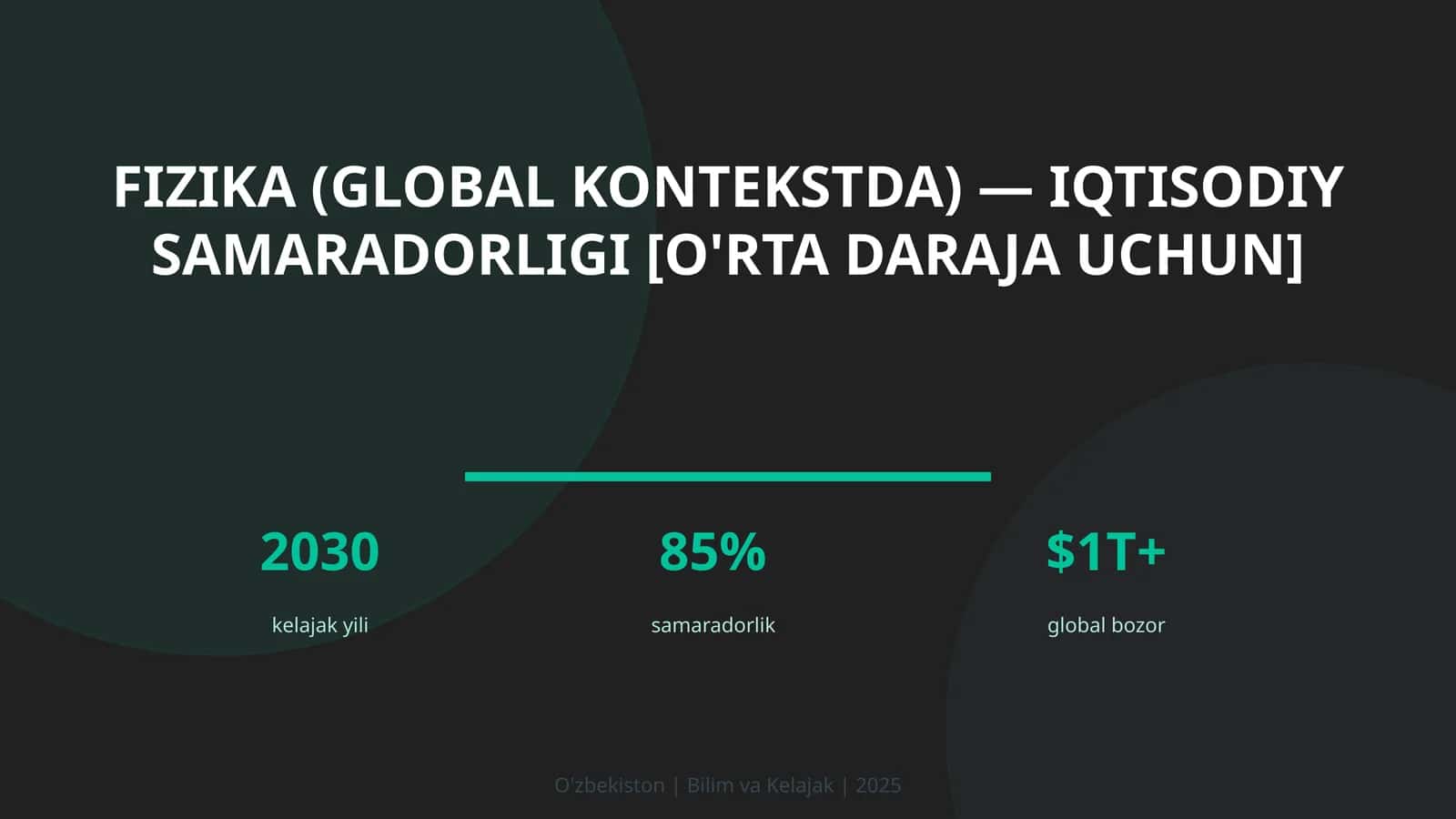 FIZIKA (GLOBAL KONTEKSTDA) — IQTISODIY SAMARADORLIGI [O'RTA DARAJA UCHUN] 1