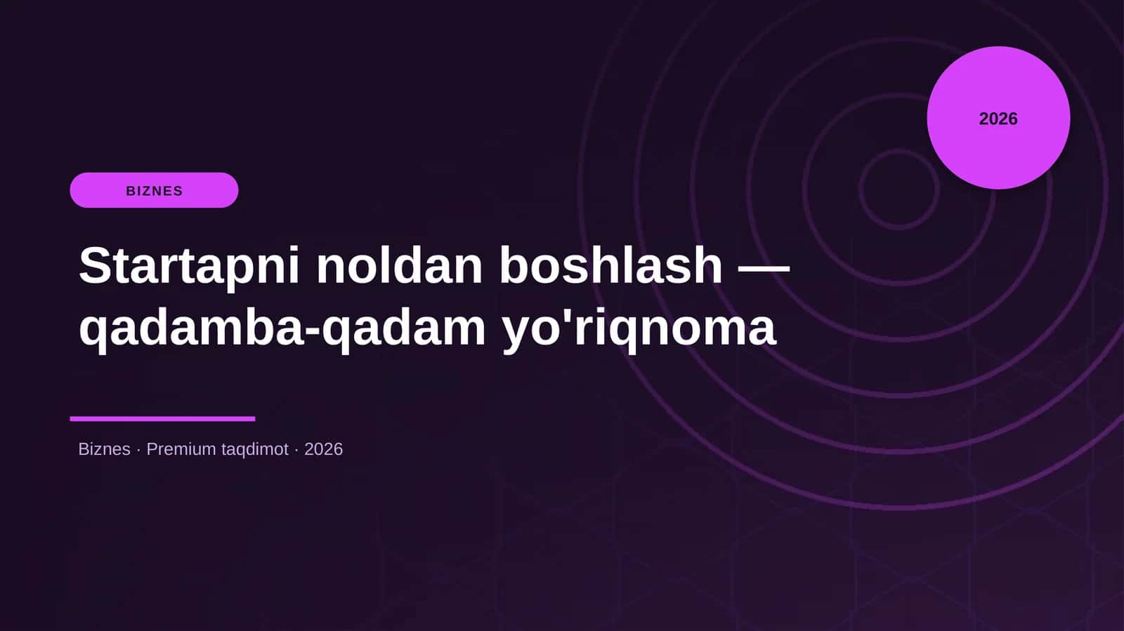 Startapni noldan boshlash — qadamba-qadam yo'riqnoma 1
