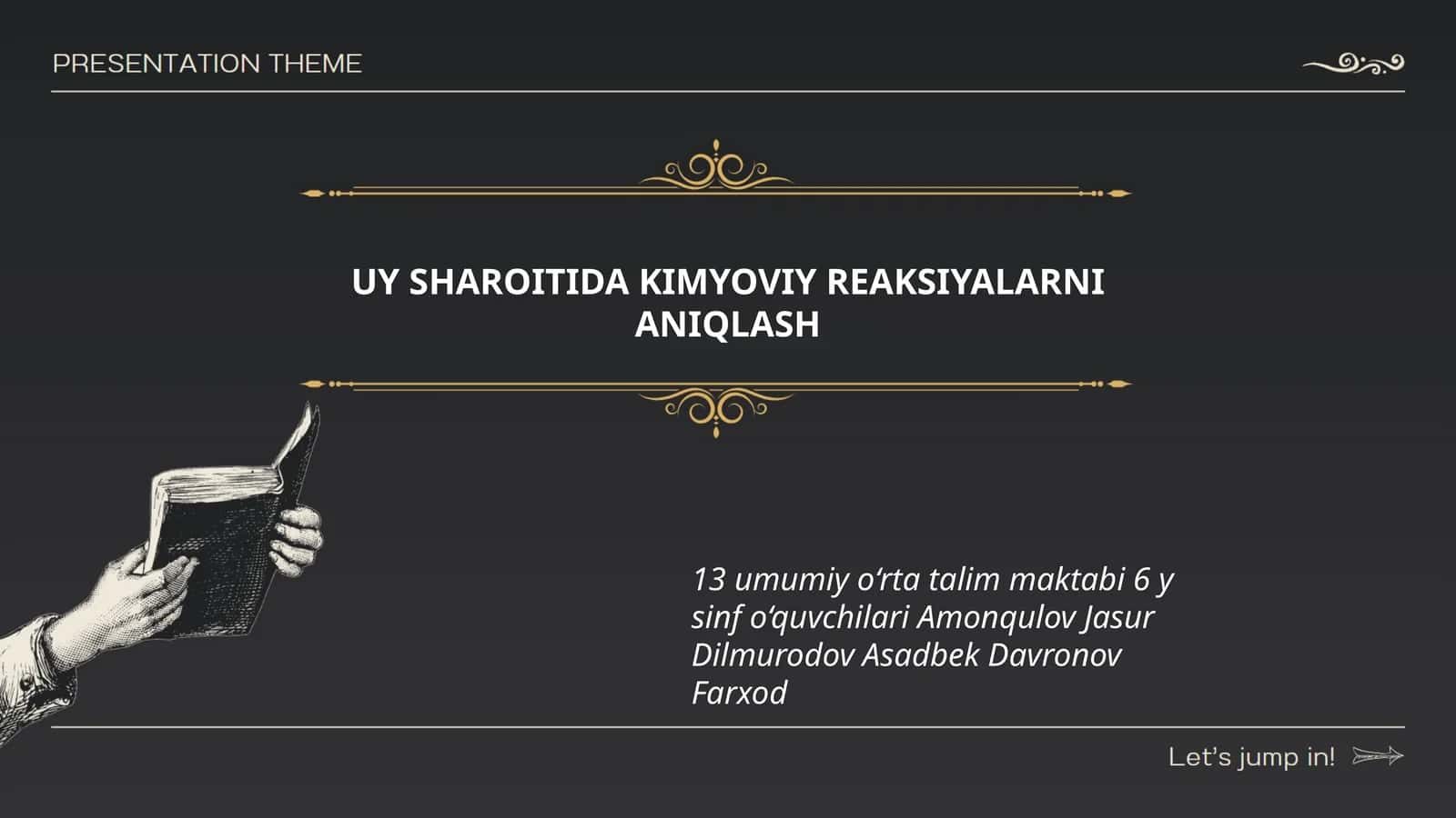 UY SHAROITIDA KIMYOVIY REAKSIYALARNI ANIQLASH 1