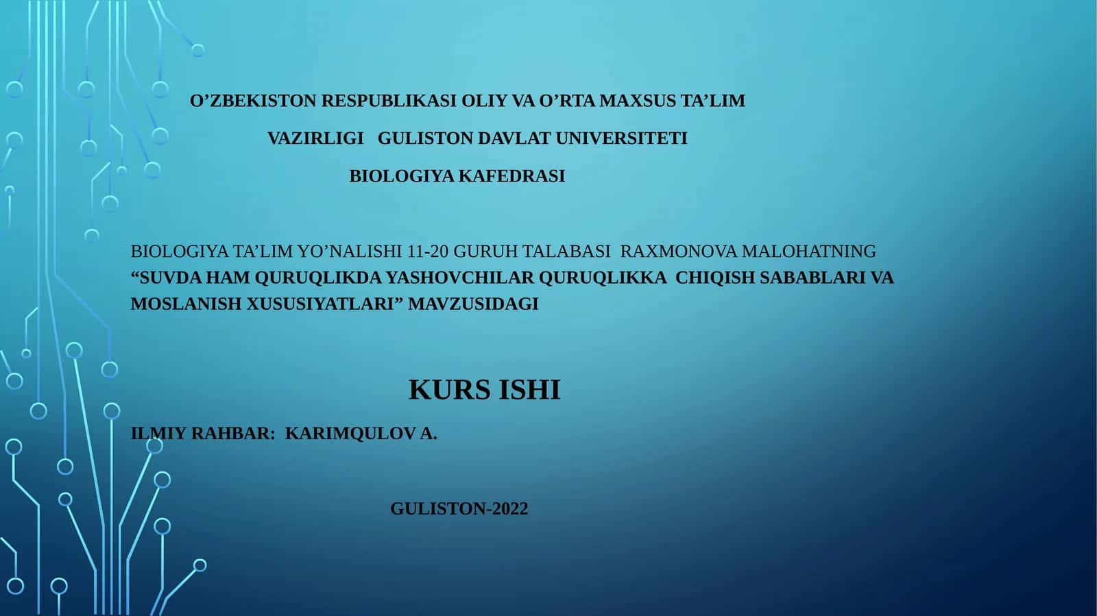 SUVDA HAM QURUQLIKDA YASHOVCHILAR QURUQLIKKA CHIQISH SABABLARI VA MOSLANISH XUSUSIYATLARI 1