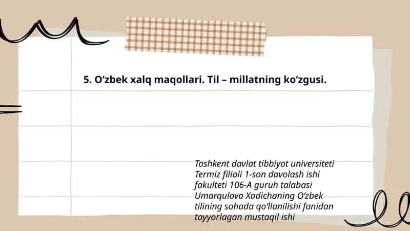 O‘zbek xalq maqollari. Til – millatning ko‘zgusi 1