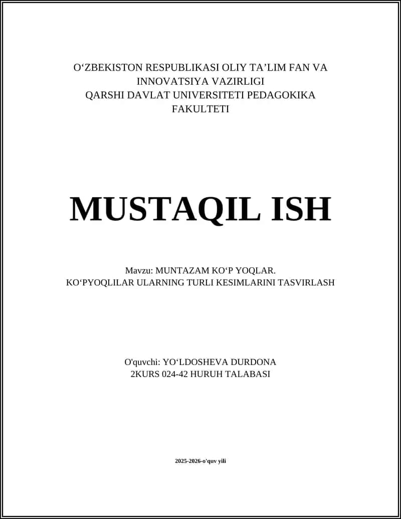 MUNTAZAM KOʻP YOQLAR 1