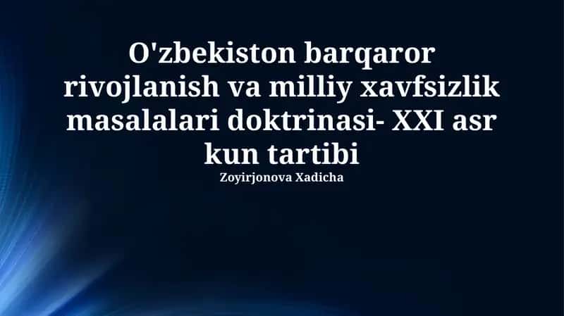 Milliy xavfsizlik va barqaror rivojlanishning oʻzaro bogʻliqligi 1