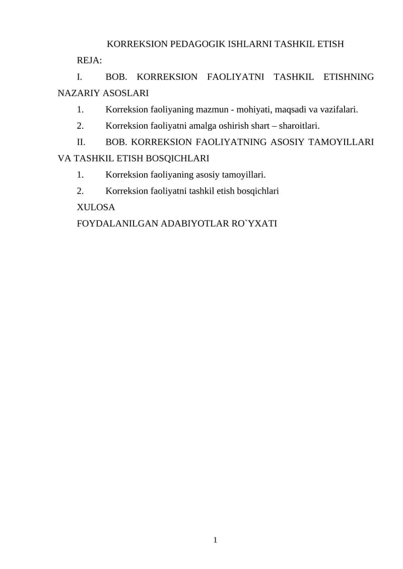 KORREKSION PEDAGOGIK ISHLARNI TASHKIL ETISH 1