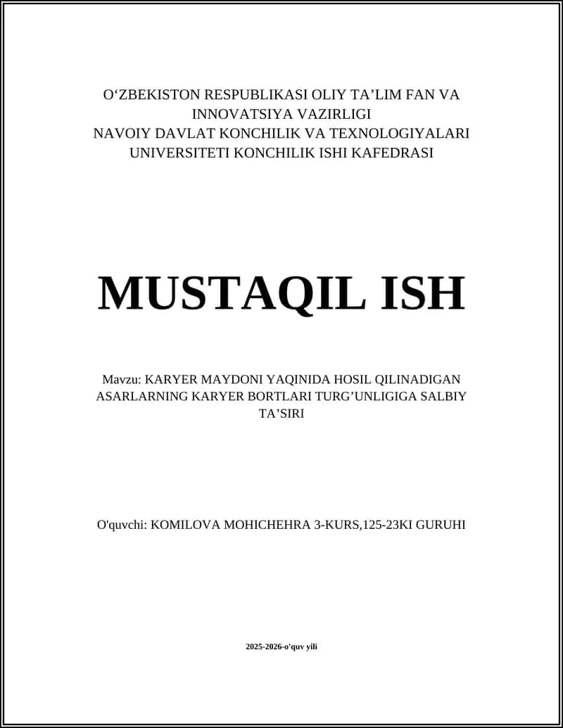 Karyer Maydoni Yaqinida Hosil Qilinadigan Asarlar 1