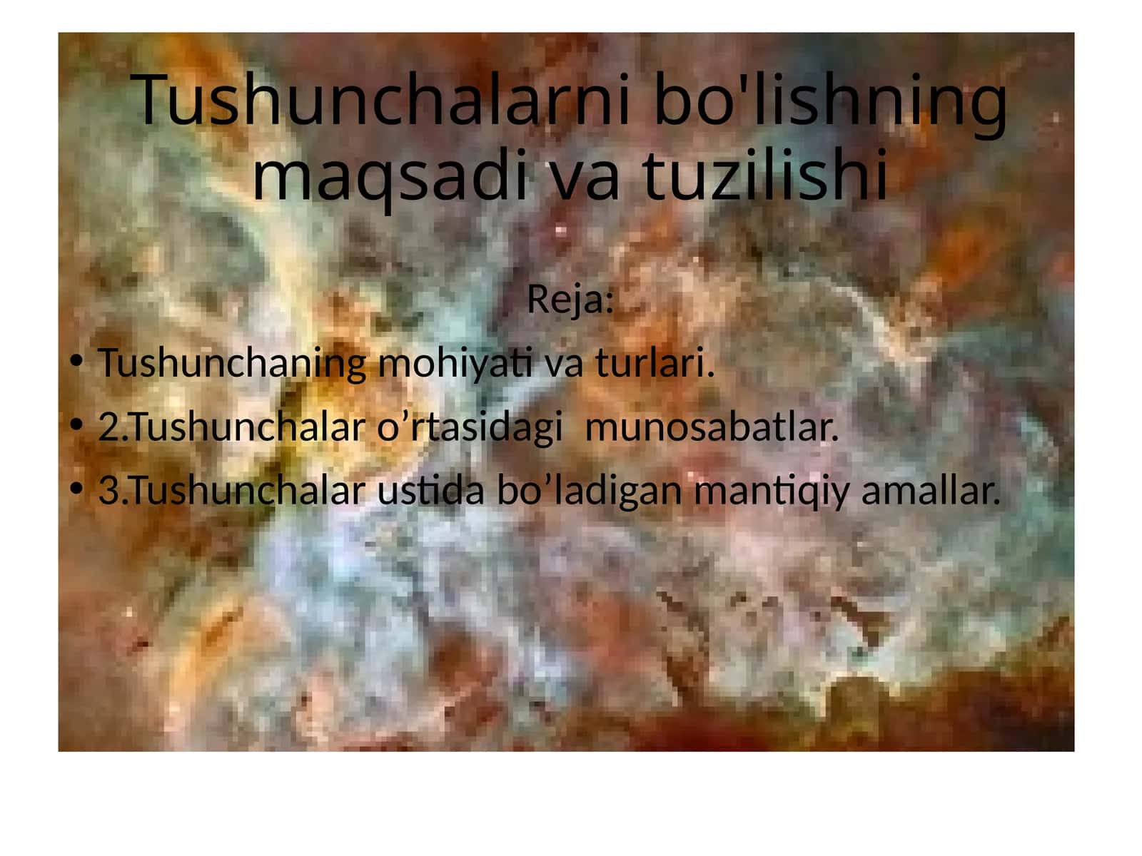 Tushunchalarni bo'lishning maqsadi va tuzilishi 1