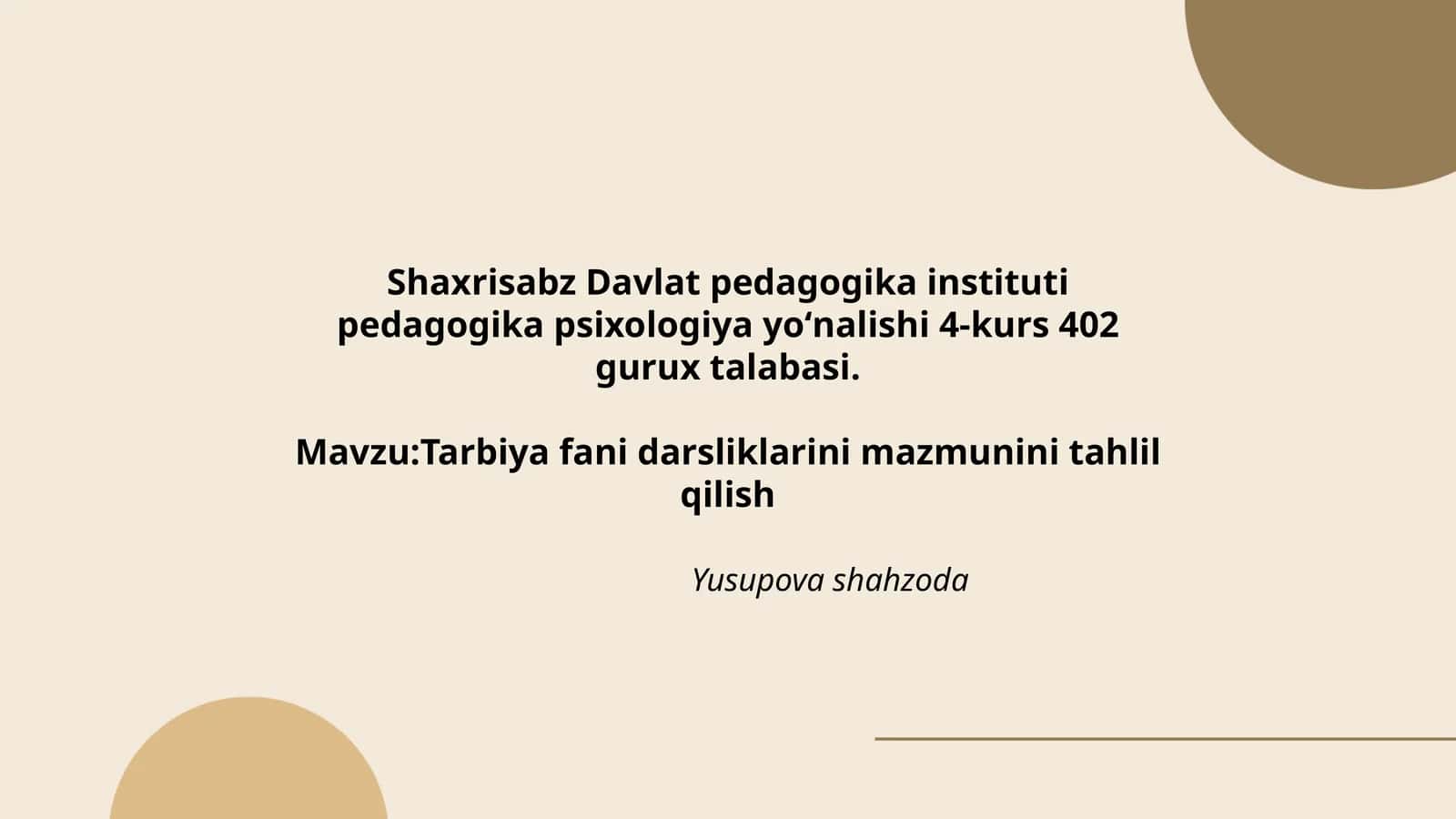 Tarbiya fani darsliklarini mazmunini tahlil qilish 1